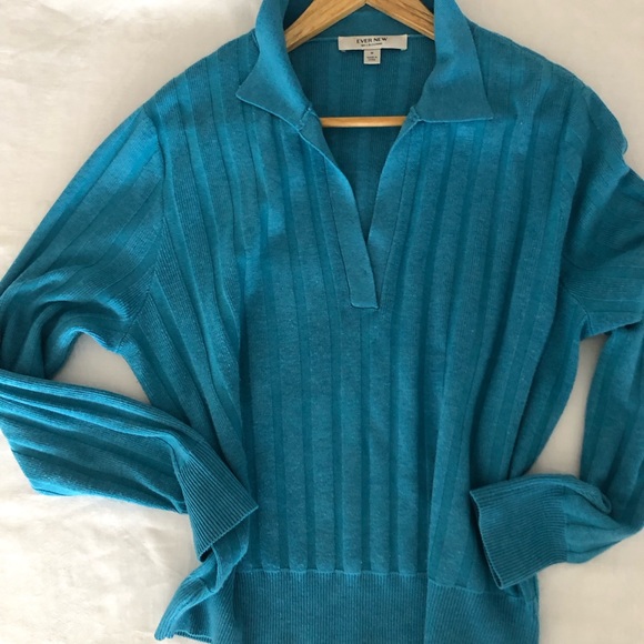 Evernew turquoise colour knit sweater - Picture 3 of 4